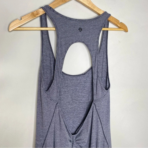 Lululemon Black White Micro Stripe Go For It Athletic Midi Dress Size 8 - Picture 10 of 11